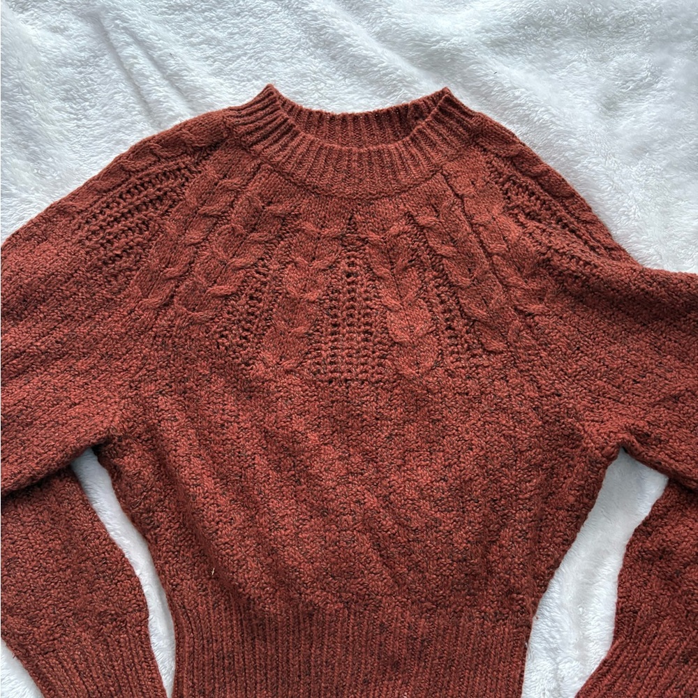American Eagle Outfitters Maroon Cable Knit Sweater